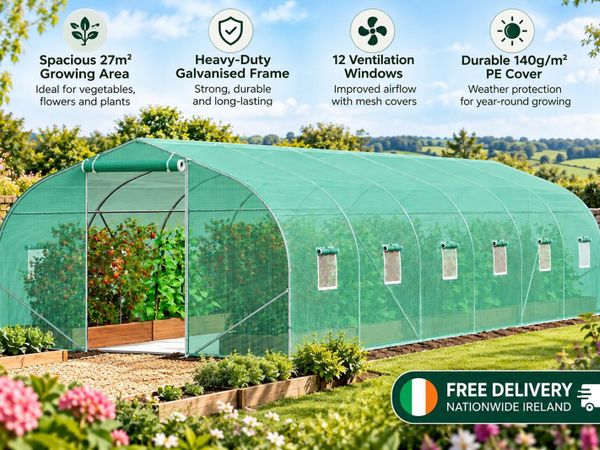 Large Walk-In Tunnel Greenhouse 30 x 10 ft Heavy - Main image
