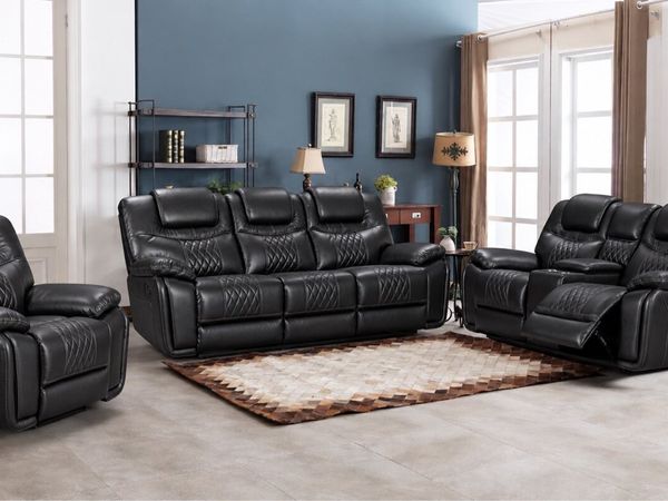 New Black Leather Santiago Sofas - Main image
