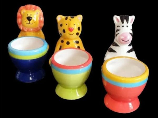 Rare Vintage Harrods Ceramic Animal Egg Cups Set - Main image