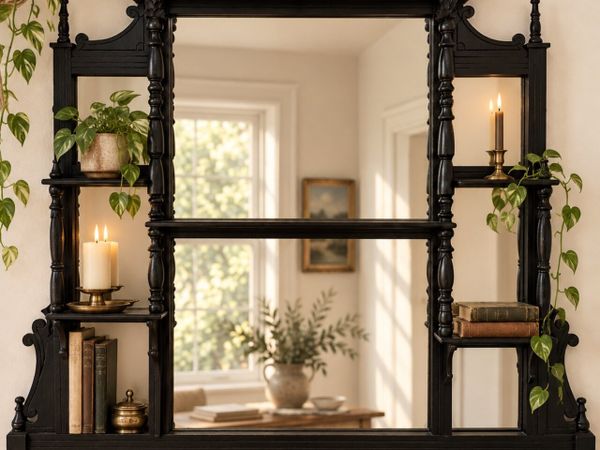 Restored solid wood vintage mirror - Main image
