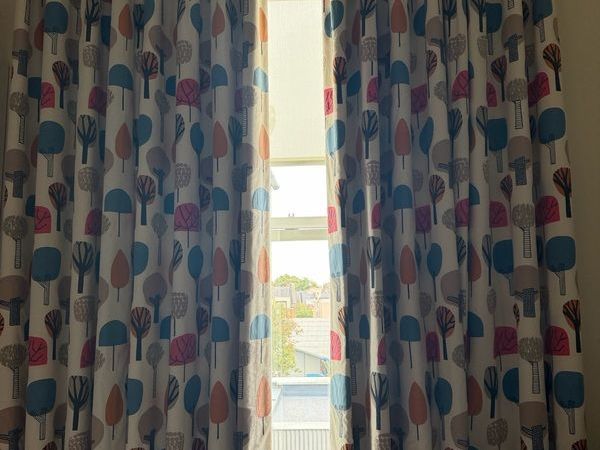 Fully lined beautiful curtains 'Trees' some with embroidery on them textured - Main image