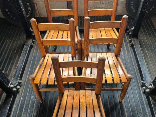 Antique pitch pine children's chairs - Main image