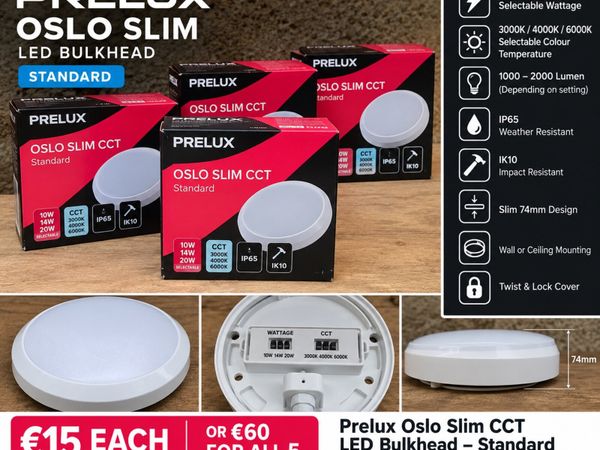 Prelux Oslo Slim LED Bulkhead 10W/14W/20W – New - Main image