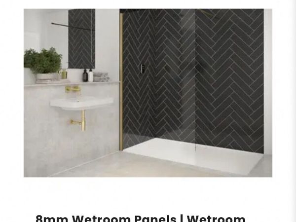 Title: MERLYN 8mm Wetroom Shower Panel – Brushed B - Main image