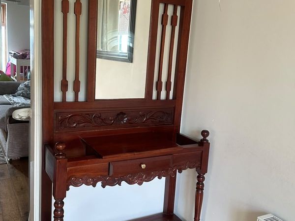 Stunning Solid Wood Hall Stand with Mirror - Main image