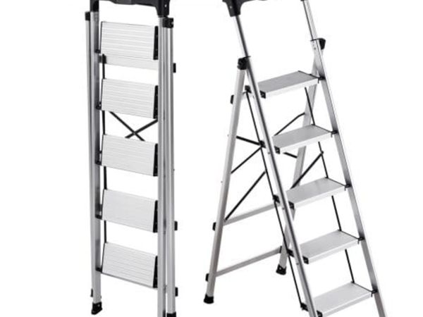 5 Step Ladder, Folding Step Stool with Wide Anti-S - Main image