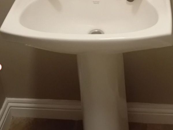 Wash Hand Basin,  Taps  & Pedestal. - Main image