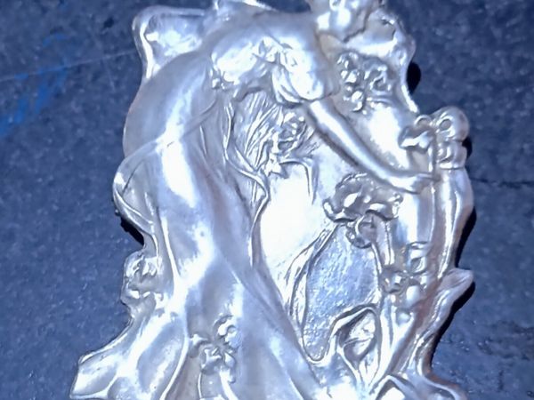 Large Art Nouveau sterling silver brooch - Main image