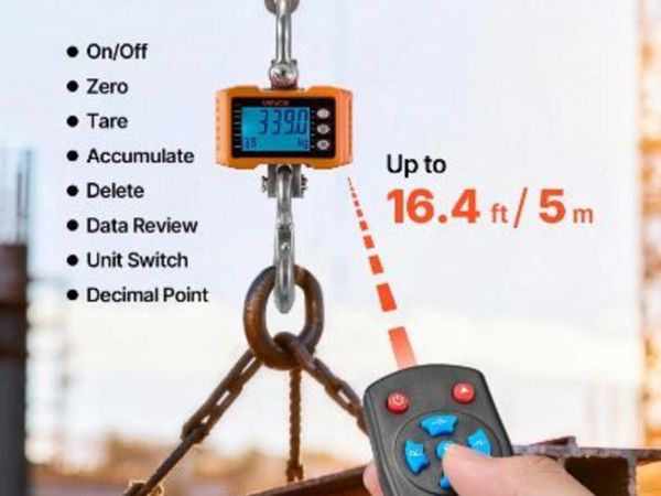 Digital Crane Scale, 4400 lbs/2000 kg Max Capacity - Main image