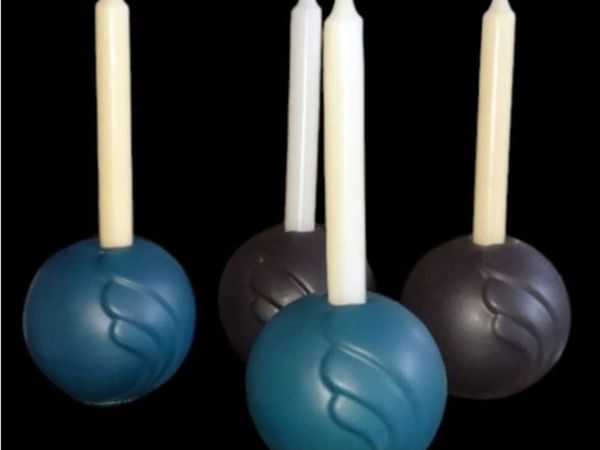 Vintage Pottery Ball Candle Holders (Set of 4) - Main image