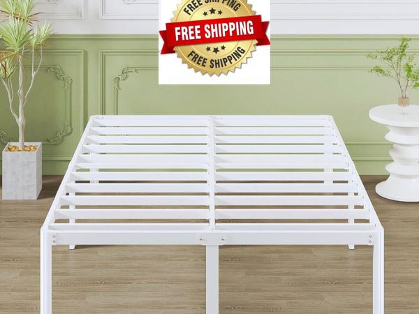 High White King Size Bed Frame 5ft with Rounded Co - Main image