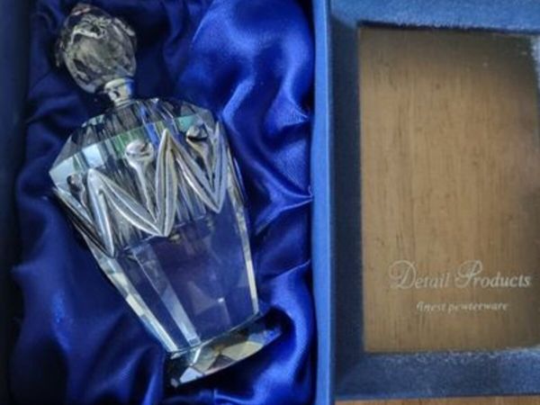 Glass Perfume Bottle With Pewter Decorations - Main image