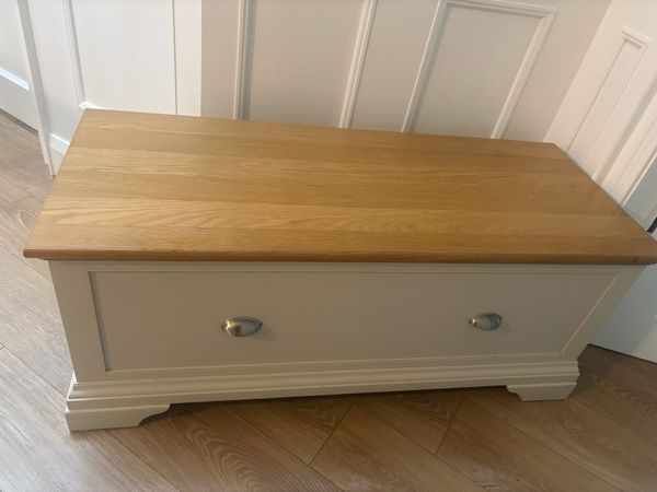 Solid Light Grey Blanket Box with Oak Lid - Main image