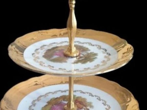 Vintage Wunsiedel Bavaria 24k Gold 2-T Cake Stand - Main image