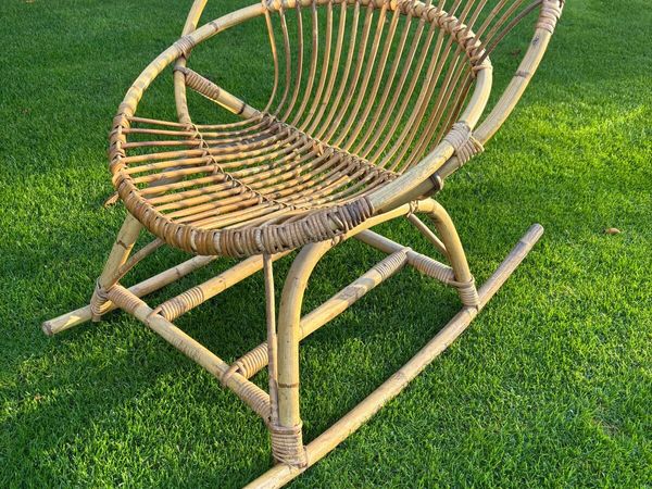Vintage petit bamboo and rattan rocking chair - Main image