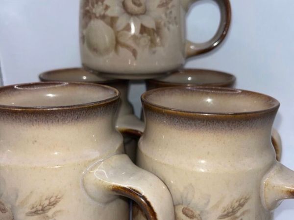 1980s Denby Pottery Mugs set of 5 - Main image