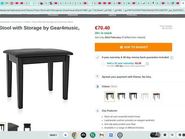 New Leather Piano Stool - Main image