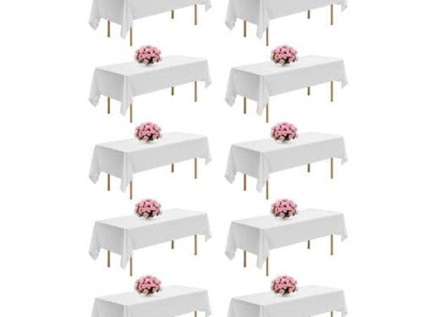 White Tablecloths for Rectangle Tables, 10 Pack, 6 - Main image