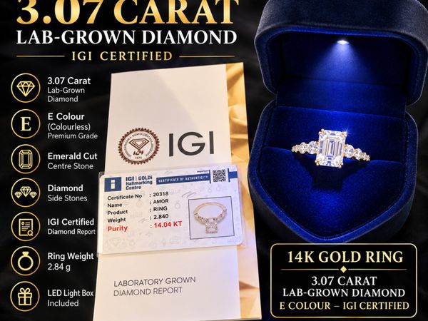 3.07 CARAT LAB-GROWN DIAMOND RING – 14K Gold - Main image
