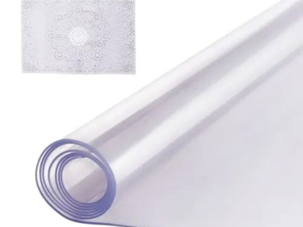 Plastic Table Cover, 42 x 72 Inch 2.0 mm Thick Cle - Main image