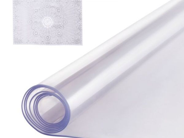 Plastic Table Cover, 40 x 80 Inch 2.0 mm Thick Cle - Main image