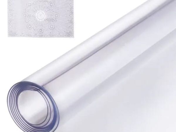 Plastic Table Cover, 42 x 96 Inch 1.5 mm Thick Cle - Main image