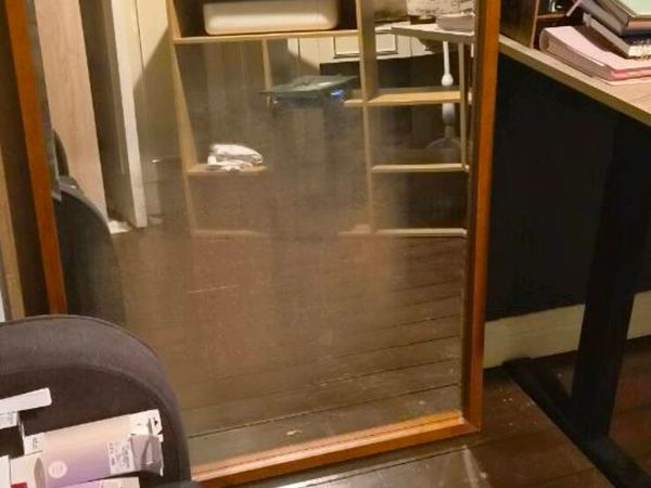 Large Vintage-Style Wooden Framed Mirror - Main image