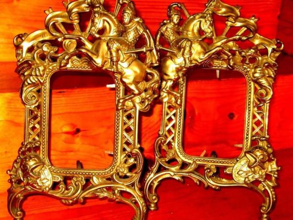 Pair of Vintage Ornate Brass Picture Frames - Main image