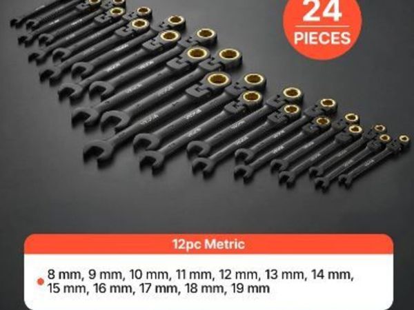 Flex-Head Ratcheting Wrench Set, 24-Piece - Main image