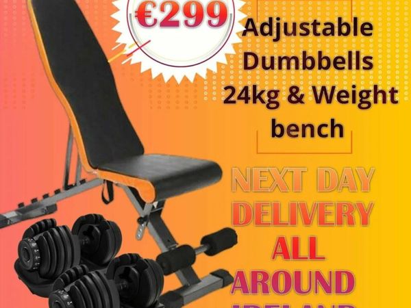 Weight Bench with 24kg Adjustable Dumbbells - Main image