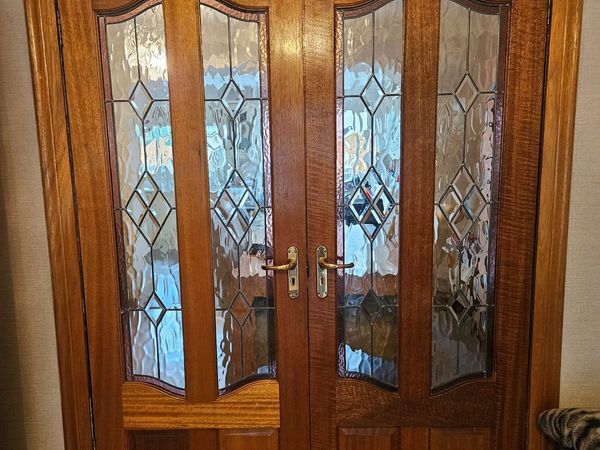 Interior   mahogany stained glass doors - Main image