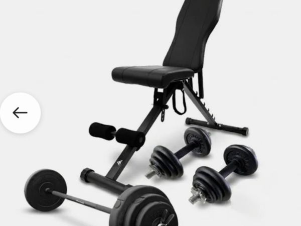 Gym bench, dumbbells and barbell - Main image