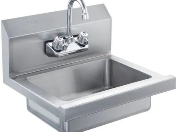 Commercial Hand Sink with Faucet, Stainless Steel - Main image
