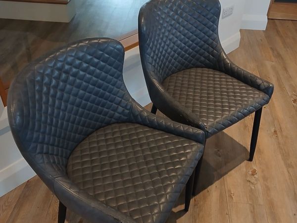 Kitchen dining chairs Ottowa x2 pu faux leather gr - Main image