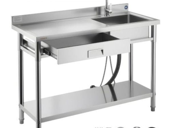 Stainless Steel Utility Sink, Rolling Single Bowl - Main image