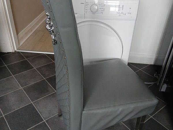 6 grey leather kitchen chairs - Main image