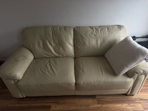 2 Cream Leather Sofas – €350 ONO - Main image