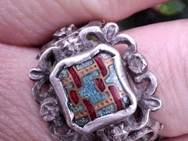 Antique C.1820 Silver Enamel Ring - Main image