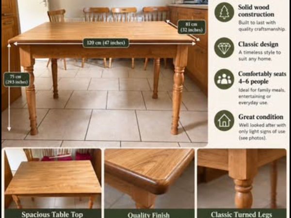 Solid Wood Dining Table – Excellent Condition - Main image