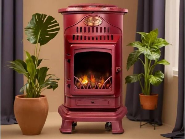 🔥 PROVENCE BURGUNDY MOBILE GAS FIRE – 3.4kW REAL - Main image