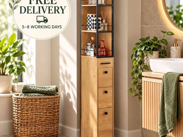 Slim Storage Cabinet with 3 Drawers and Wheels - Main image