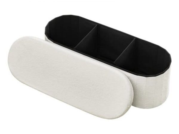 Oval Storage Ottoman Bench, Foldable Teddy Fleece - Main image
