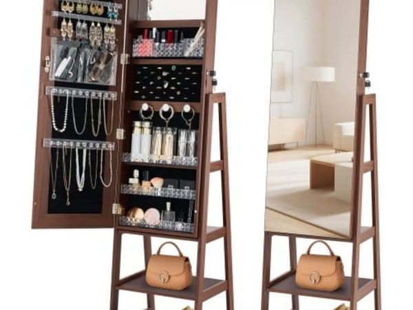 360° Swivel Jewelry Cabinet, 1550 mm Tall, Full-Le - Main image