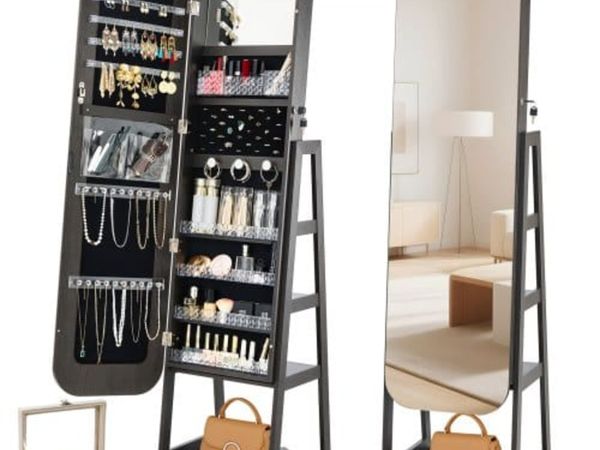 360° Swivel Jewelry Cabinet, 1600 mm Tall, Full-Le - Main image