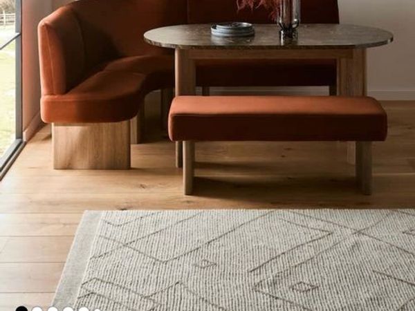 Next Soft Rust Velvet Left Hand Corner Booth And Table - Brand New - Main image