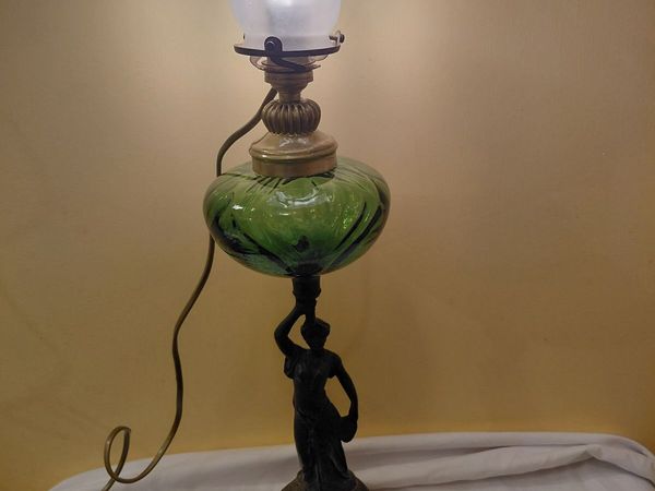 Antique Victorian Oil Lamp Converted to Electric - Main image