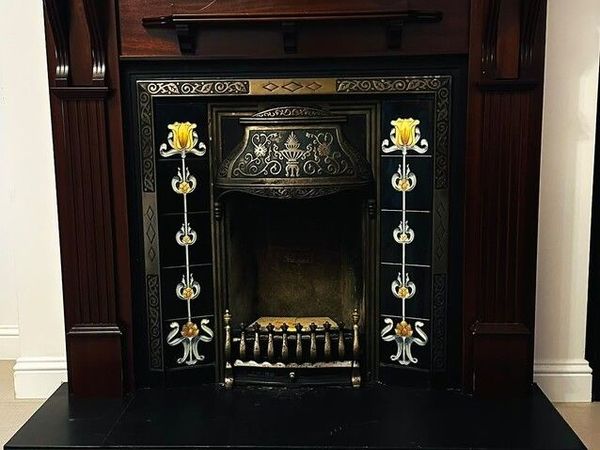 Mahogany Fireplace complete with Gas fire and stone. - Main image