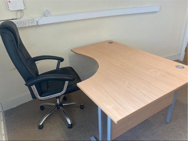Large L-Shaped Office Desk & Executive Chair - Main image