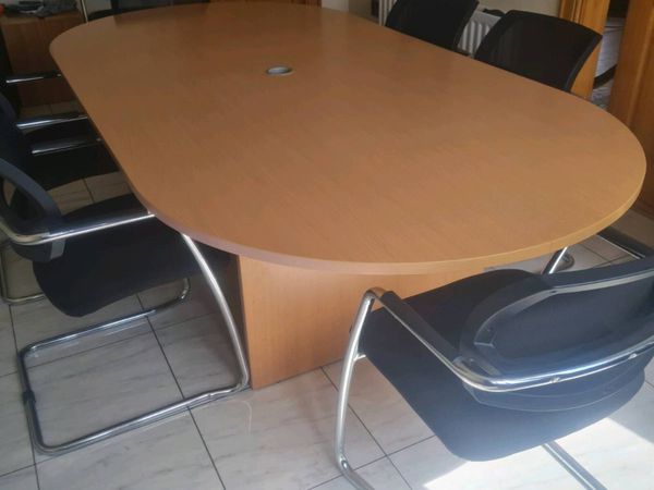 Beech boardroom table with 6 - Main image