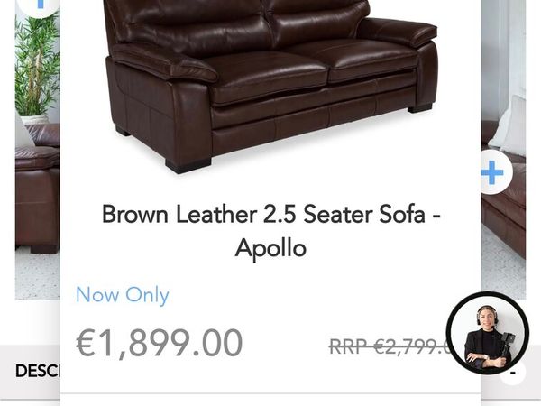 Ez Living Supreme Apolo Brown leather suite - Main image